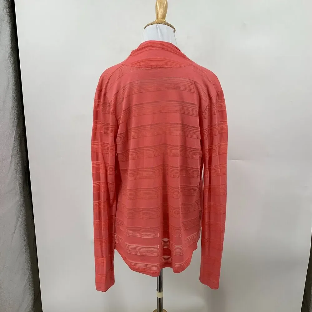 Columbia Cardigan Womens XS Extra Small Coral Open Front Striped Long Sleeve